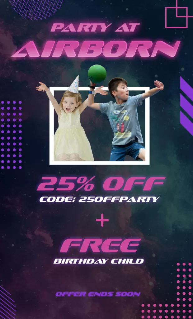Party Popup, 25% off party bookings and birthday child jumps free
